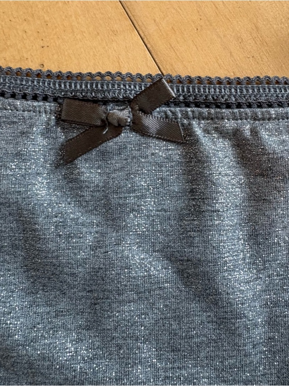 AERIE Real Soft Stretch Maxi Skirt Grey Sparkle Bow Accent Elastic Waist Size XS - Picture 7 of 9